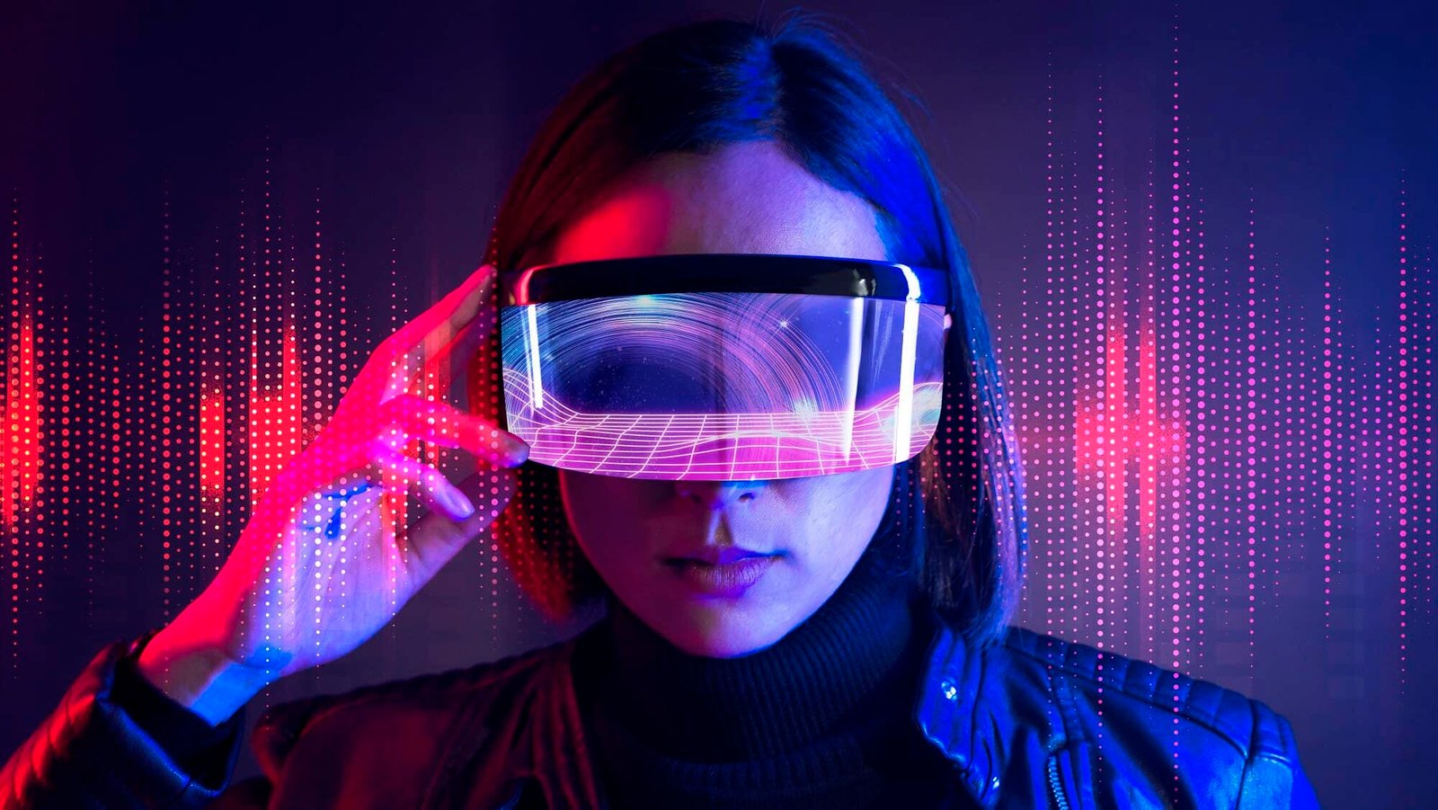 Woman with smart glasses VR