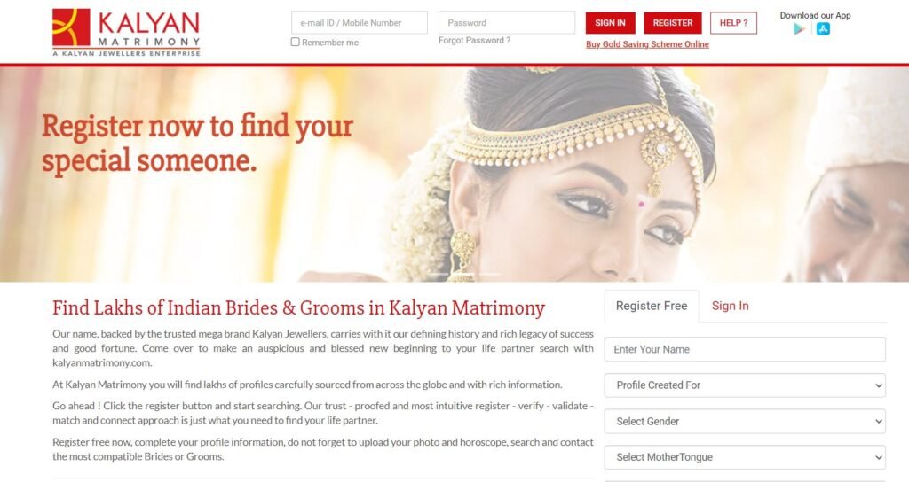 kalyan matrimony website in India