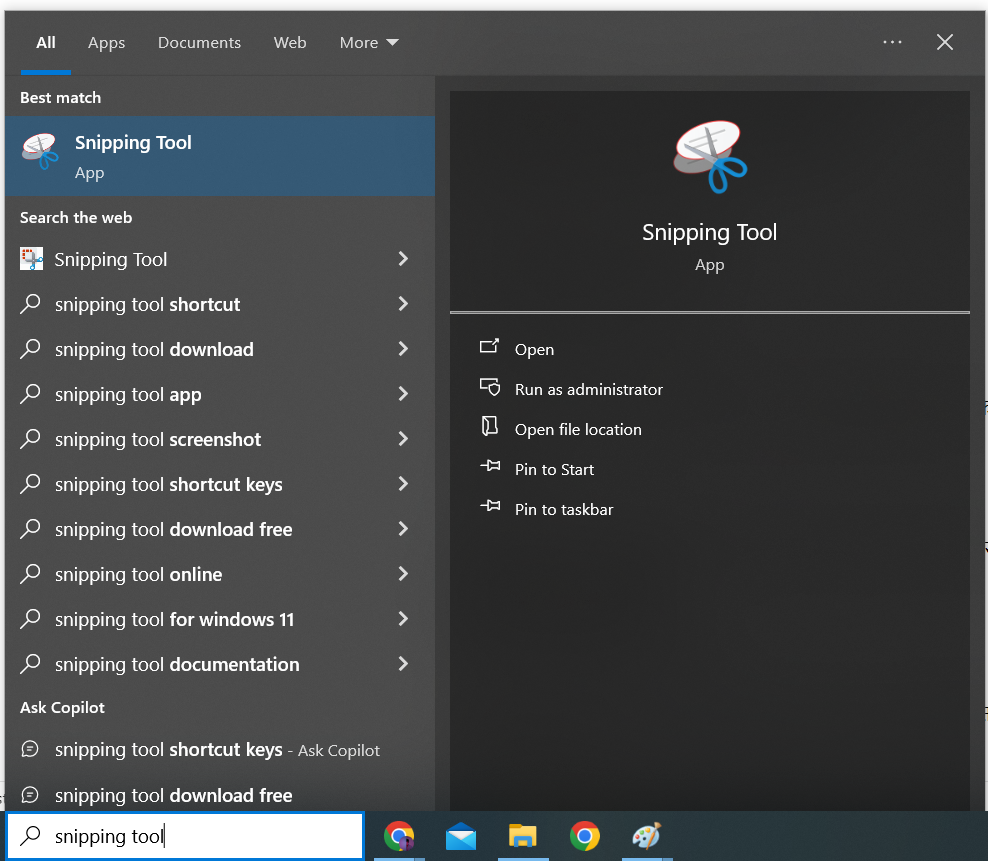 snipping tool on windows