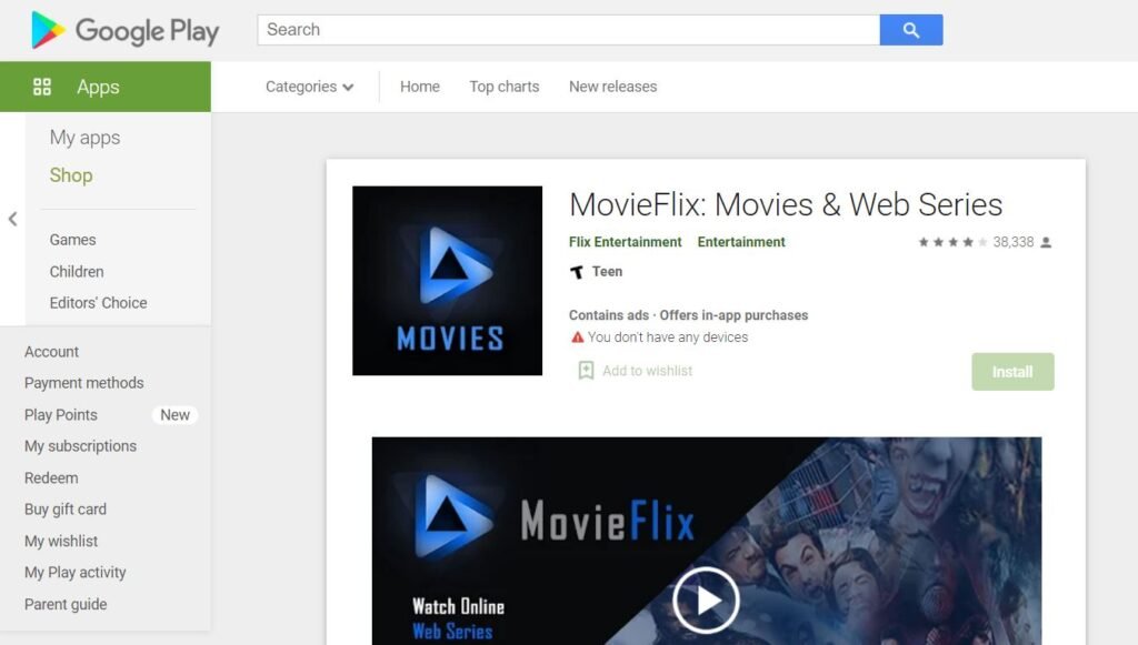 movieflix web series free app in google play store